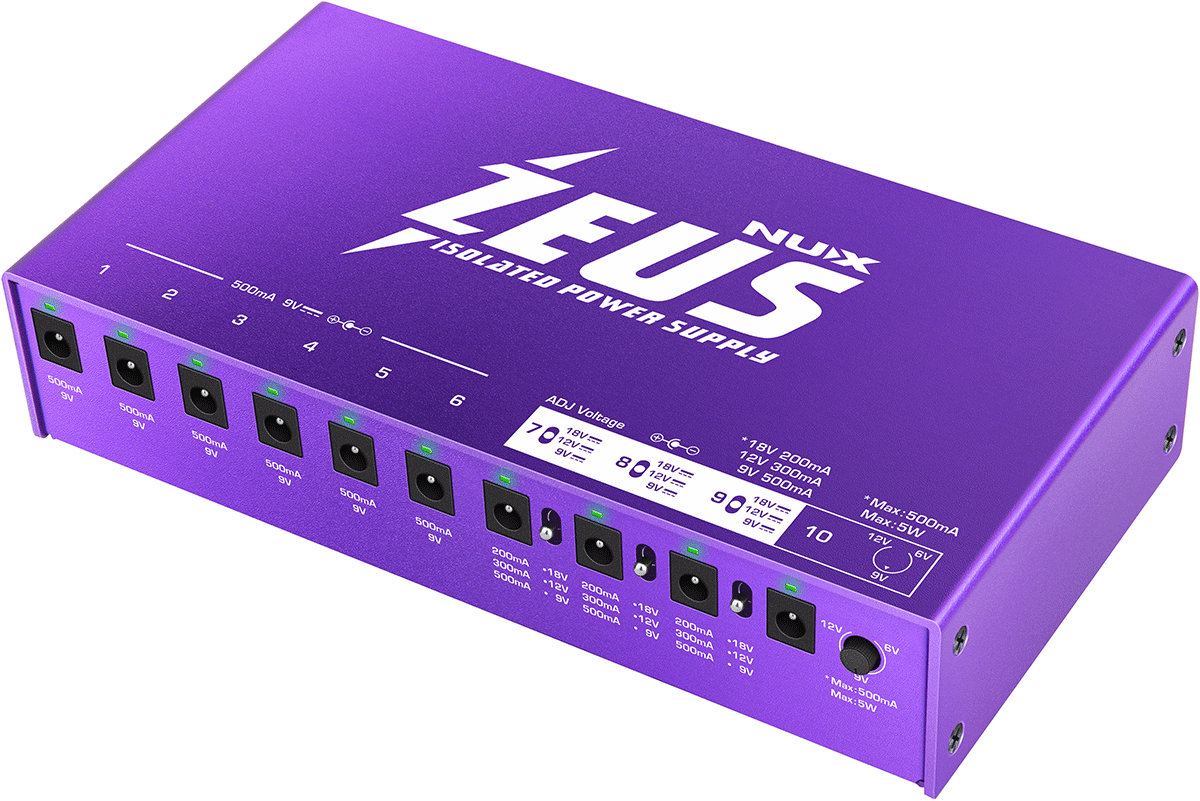 BOITIER D'ALIMENTATION POUR 10 PEDALES D'EFFET NUX ZEUS