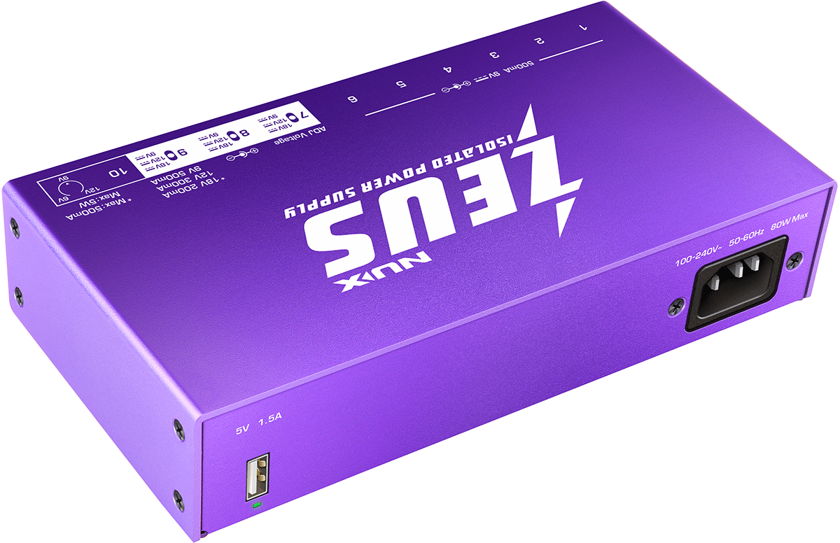 BOITIER D'ALIMENTATION POUR 10 PEDALES D'EFFET NUX ZEUS