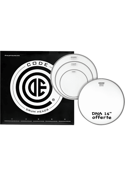 Pack Peaux de Toms Batterie DNA Sablée Fusion 10" / 12" / 14" + Peau de Caisse Claire 14" Offerte – CODE Drumheads TPDNACTDF - SOLDES