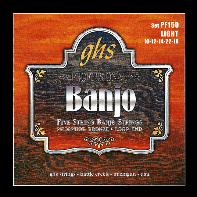 Jeu de cordes Banjo 5 cordes GHS PF150 Phosphor Bronze Light 10-12-14-22-10