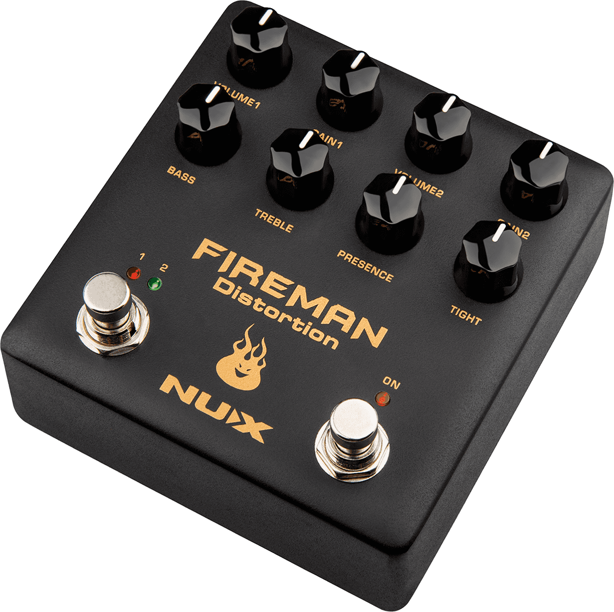 PEDALE DE DISTORTION TYPE BROWN SOUND MODERNE 2 CANAUX NUX FIREMAN