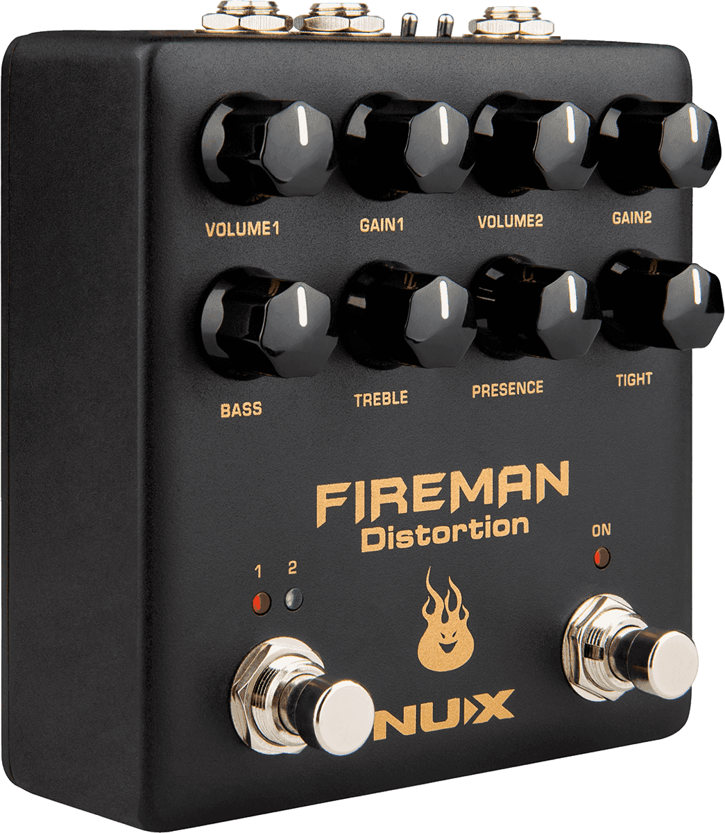 PEDALE DE DISTORTION TYPE BROWN SOUND MODERNE 2 CANAUX NUX FIREMAN