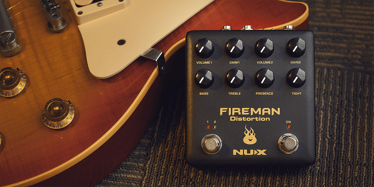 PEDALE DE DISTORTION TYPE BROWN SOUND MODERNE 2 CANAUX NUX FIREMAN