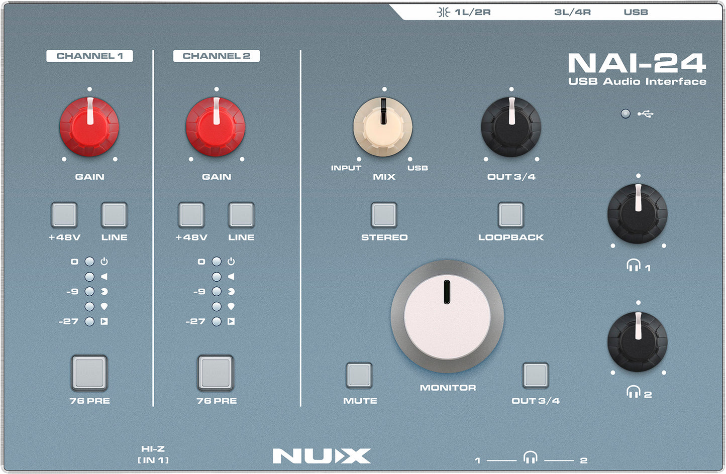 NUX NAI-24 – Interface audio USB 2 entrées / 4 sorties