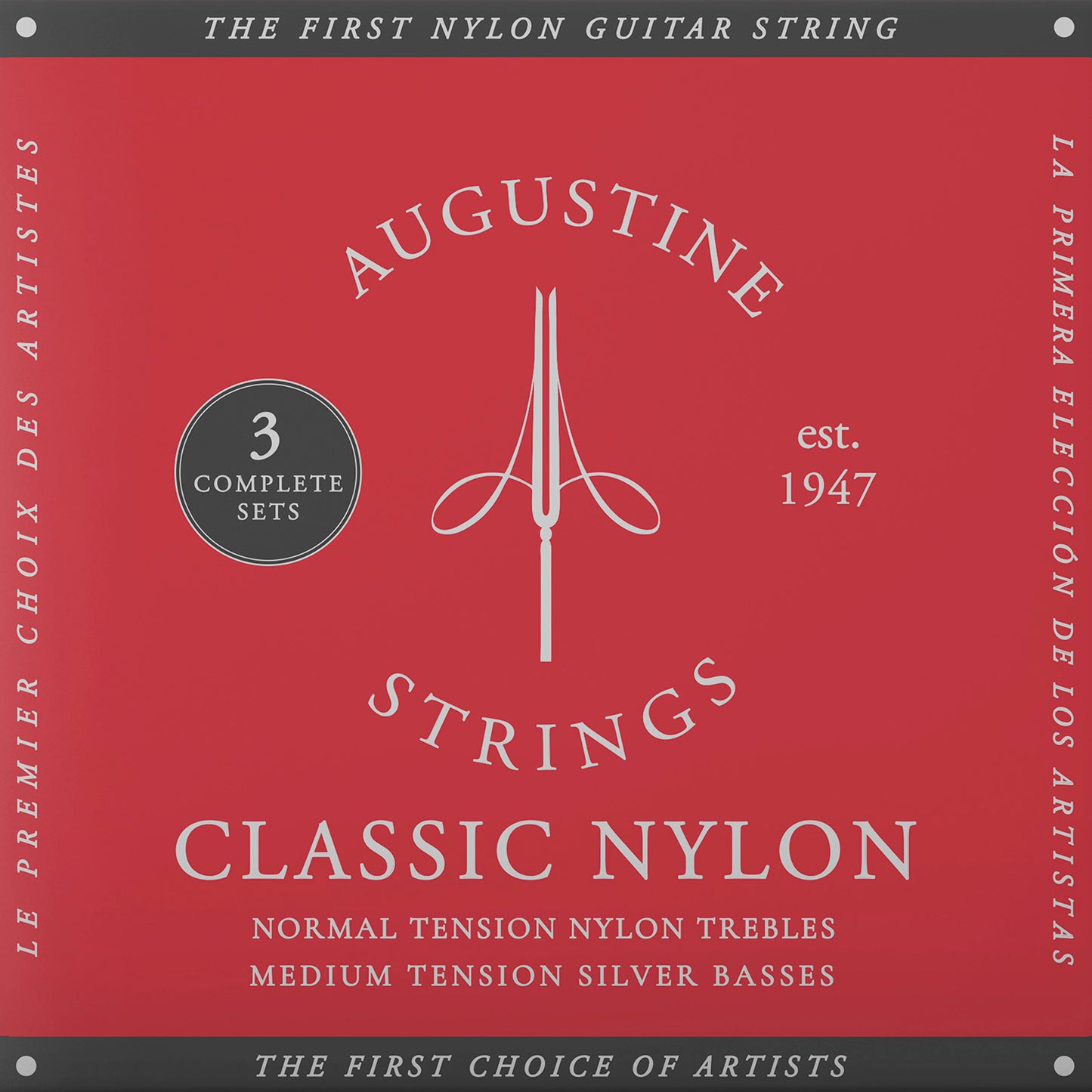 Pack de 3 jeux de cordes guitare classique AUGUSTINE Classic Rouge – Tirant Normal
