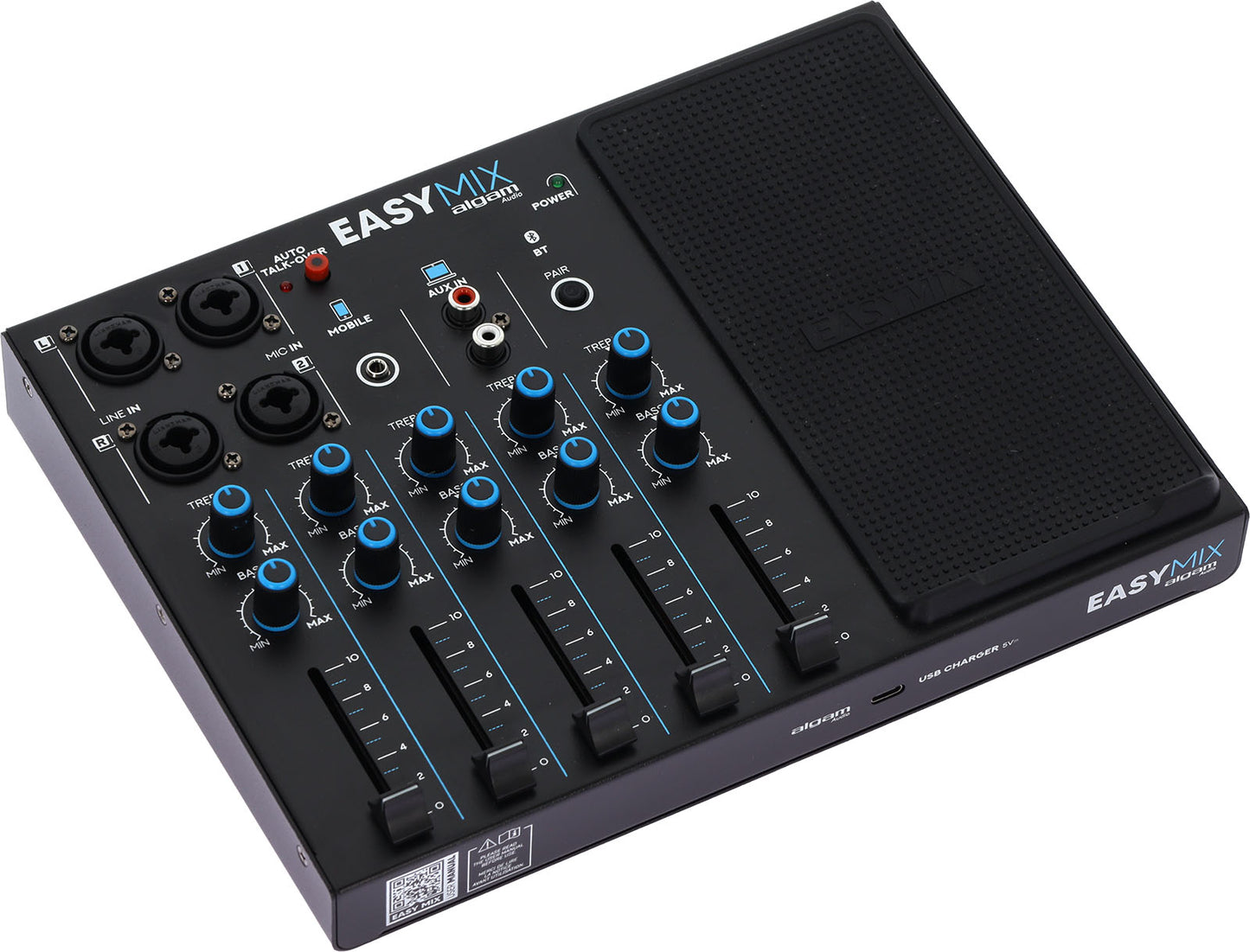 ALGAM AUDIO EasyMix – Console de mixage 5 canaux avec Bluetooth et fonction Talkover