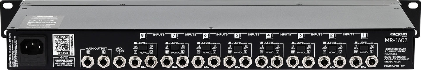 ALGAM AUDIO MR-1602 – Mixeur 8 canaux stéréo rackable 1U