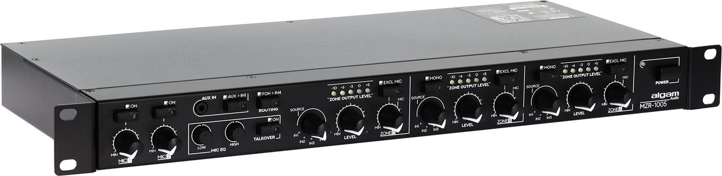 ALGAM AUDIO MZR 1005 – Mixeur zoneur rackable 5 entrées stéréo / 2 + 1 zones