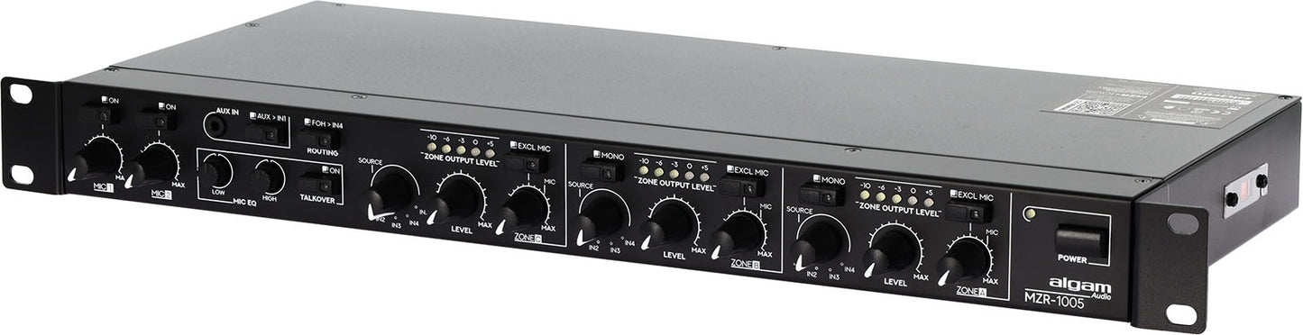 ALGAM AUDIO MZR 1005 – Mixeur zoneur rackable 5 entrées stéréo / 2 + 1 zones