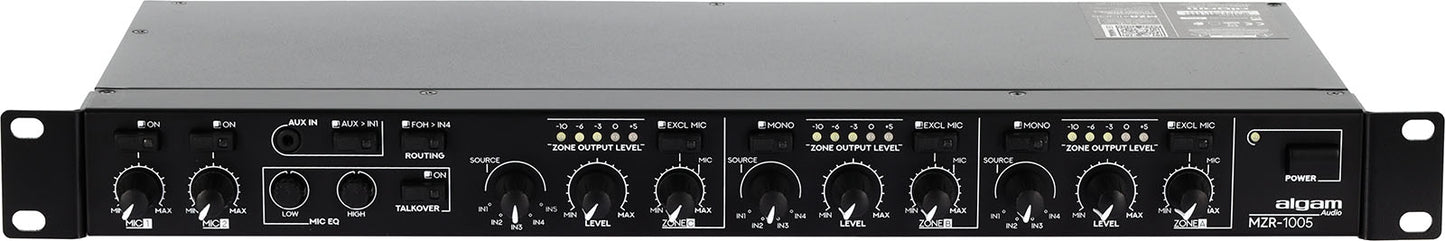 ALGAM AUDIO MZR 1005 – Mixeur zoneur rackable 5 entrées stéréo / 2 + 1 zones