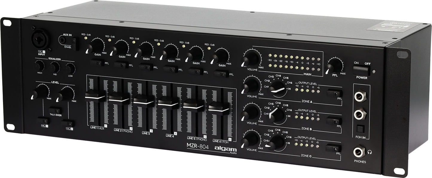 ALGAM AUDIO MZR 804 – Mixeur zoneur 6 + 2 entrées, 4 zones rackable