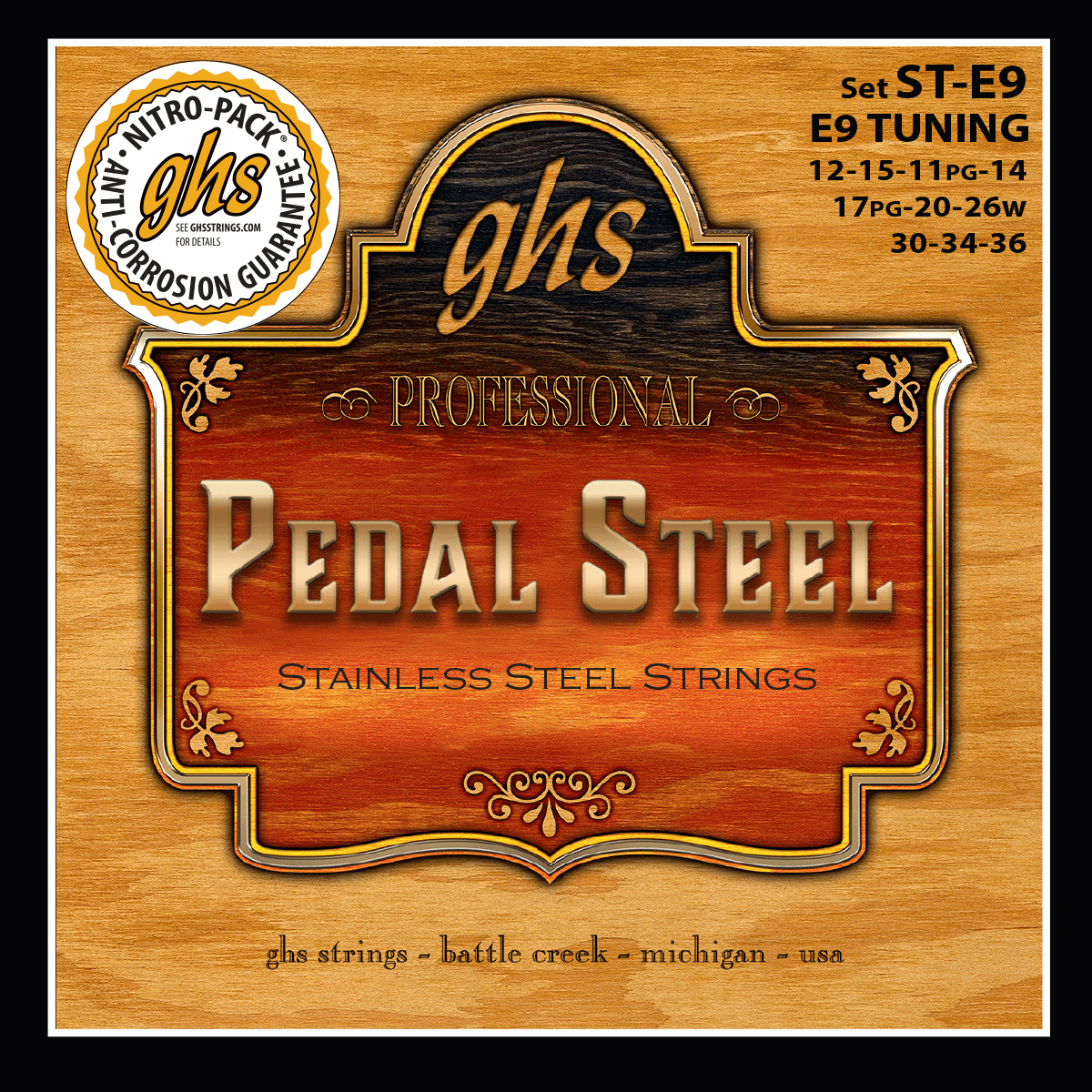 Jeu de cordes Pedal Steel GHS ST E9 – Stainless Steel Accord E9