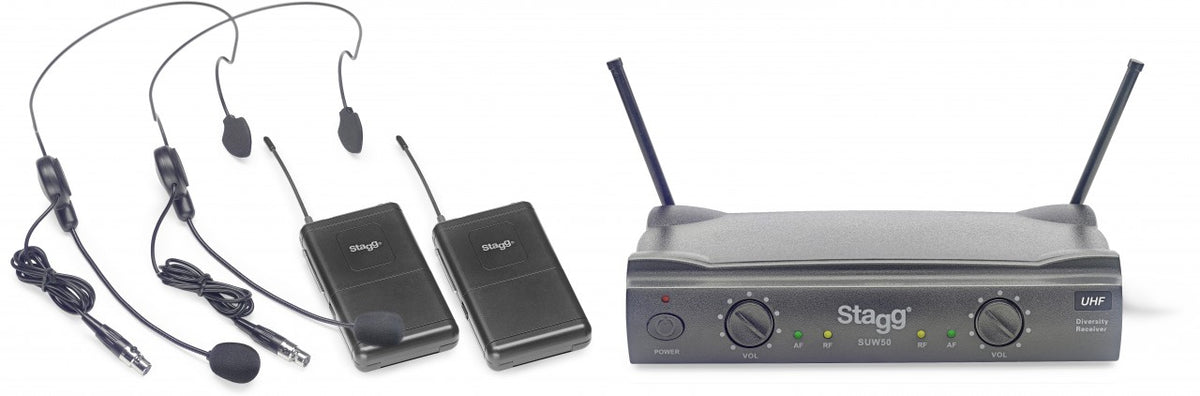 Système de micros-casques sans fil UHF True Diversity 2 canaux SUW 50 HH EG EU