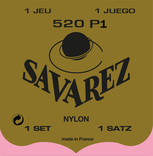 SAVAREZ 520P1 Traditionnelle Rouge Tirant Fort Aiguës Filées – Jeu de cordes guitare classique