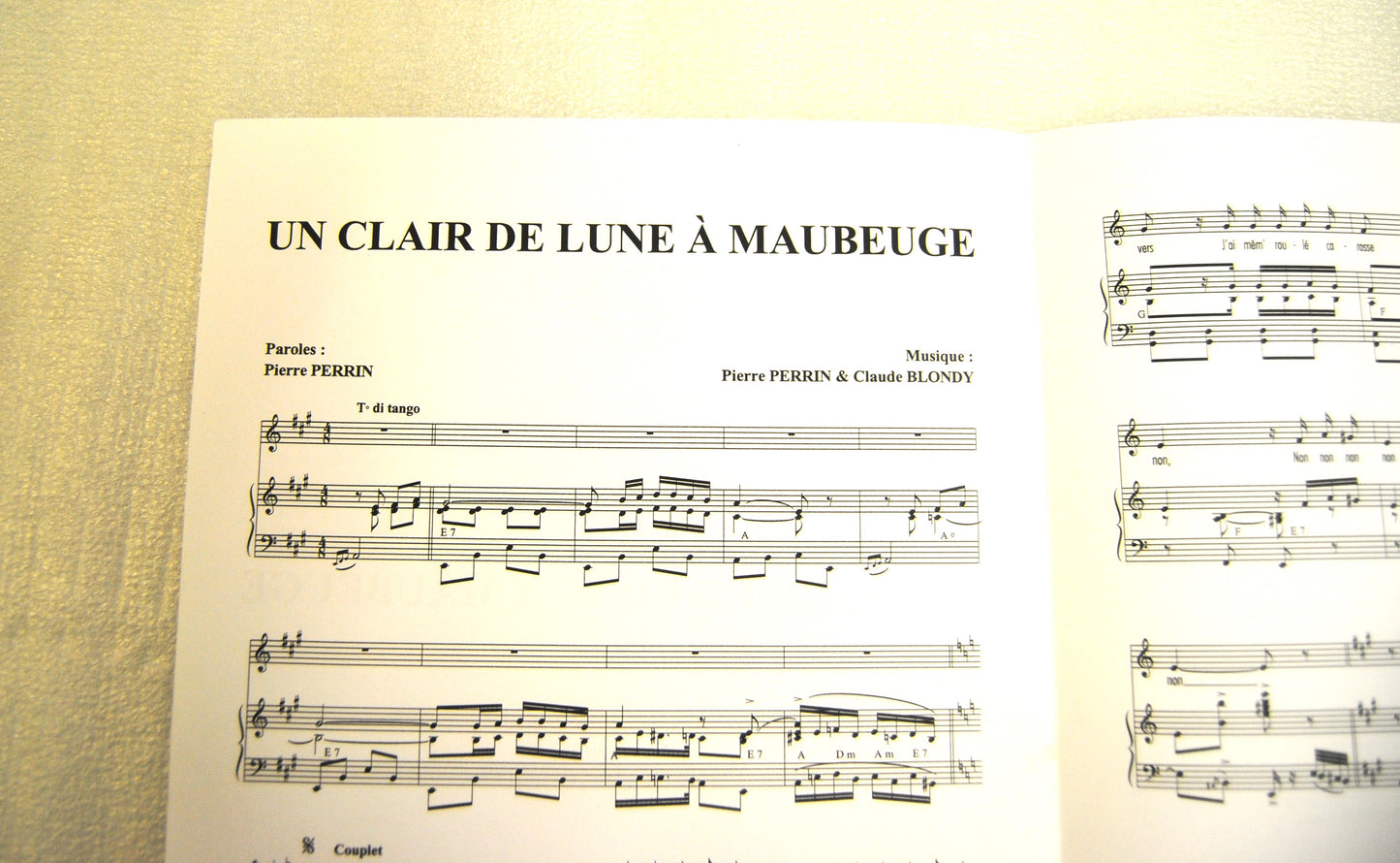 Partition un clair de lune a maubeuge - piano chant - OCCASION