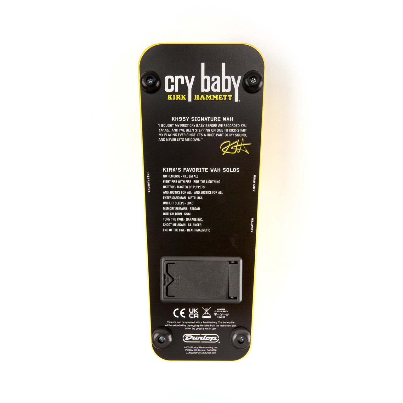 Pédale Wah Signature – Kirk Hammett Cry Baby Wah Yellow Sparkle Edition DUNLOP KH95Y